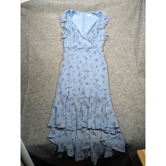 Altar'd State Florentina Blue Floral High Low Special Occasion Dress Medium - Picture 1 of 7